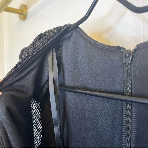 Eliza J black sequins diamond panel gown size 8 - Picture 8 of 11